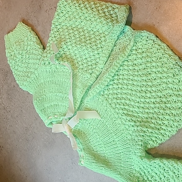 Vintage Hand Knit Baby Sweater Set - Picture 4 of 8